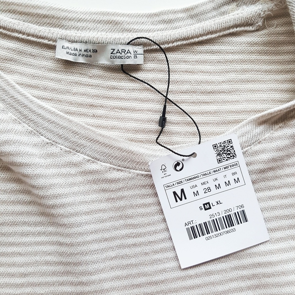 ZARA Asymmetric Hem Contrast Fabric Sleeveless Top - Picture 7 of 9